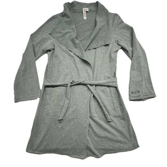 Lucky Brand Other - Lucky Brand Womens Large Robe Gray Wrap Style Short Tie Inside Belt